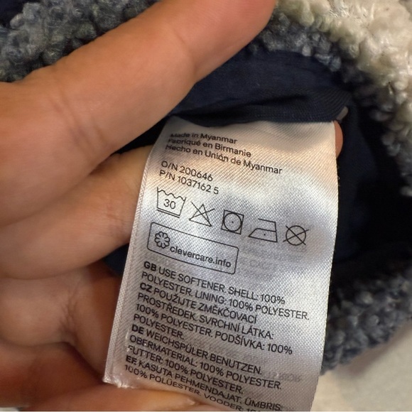 H&M Teddy Jacket Boys Blue Checkered Jersey Lined - Picture 7 of 8